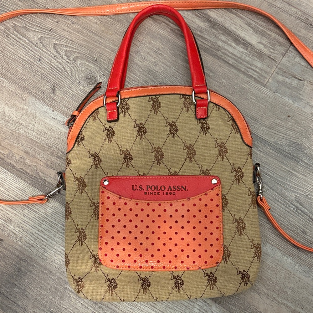 U.S. Polo Assn. Beige and Coral Crossbody Bag